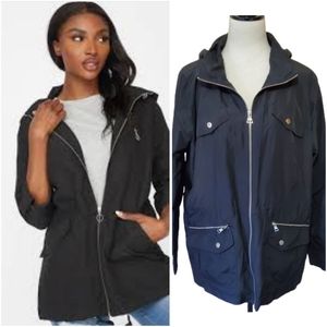 Style & Co. women's black rain jacket anorak jacket with hood size large